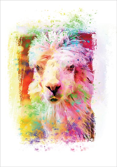 JG Studios JGS178 - JGS178 - Funky Rainbow Llama I - 12x18 Llama, Rainbow Colors, Abstract, Portrait from Penny Lane