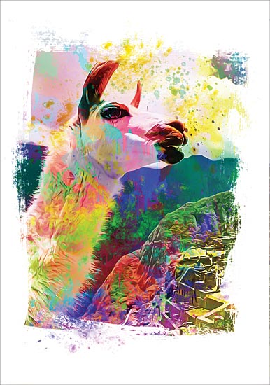 JG Studios JGS179 - JGS179 - Funky Rainbow Llama II - 12x18 Llama, Rainbow Colors, Abstract, Portrait from Penny Lane