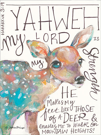 Jessica Mingo JM104 - The Lord is My Strength Yahweh, My Lord, Deer, Habakkuk, Bible Verse from Penny Lane