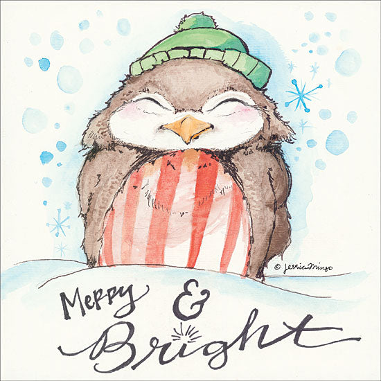 Jessica Mingo JM127 - Merry & Bright Merry & Bright, Bird, Green Stocking Hat, Snow from Penny Lane