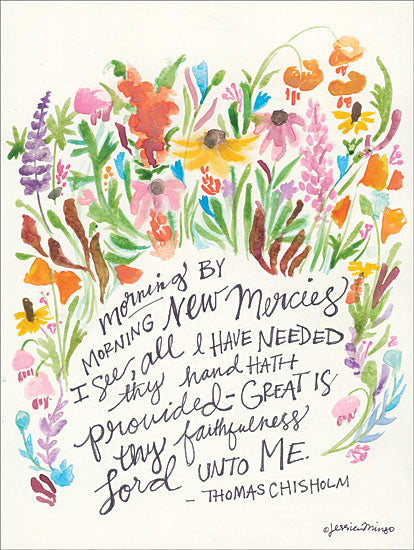 Jessica Mingo JM162 - New Mercies - 12x16 New Mercies, Quote, Thomas Chisholm, Wildflowers, Flowers from Penny Lane