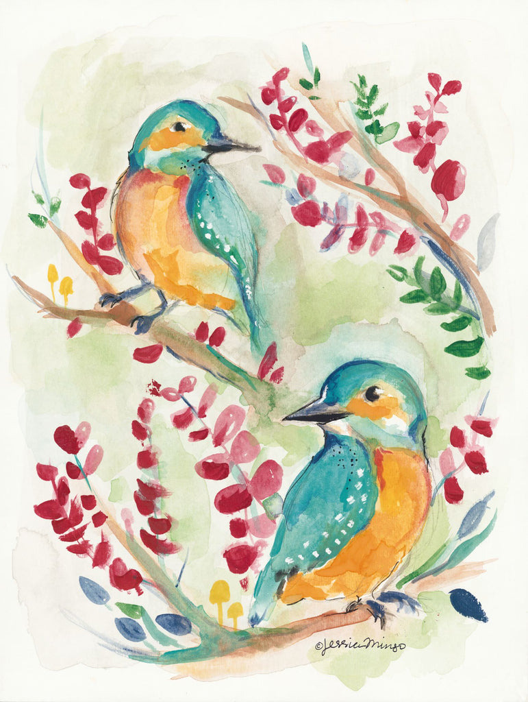 Jessica Mingo JM169 - JM169 - Birds of a Feather   - 12x16 Birds, Branches, Flowers from Penny Lane