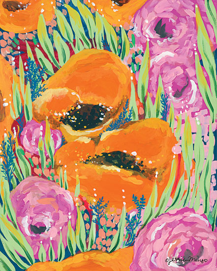 Jessica Mingo JM187 - Poppy Forest - 12x16 Abstract, Flowers, Poppies, Orange Flowers from Penny Lane