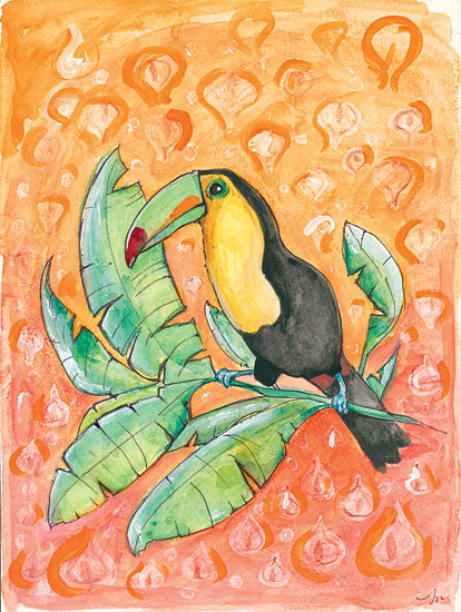 Jessica Mingo JM192 - Tropical Day - 12x16 Tucan, Birds, Tropical, Palm Leaves from Penny Lane