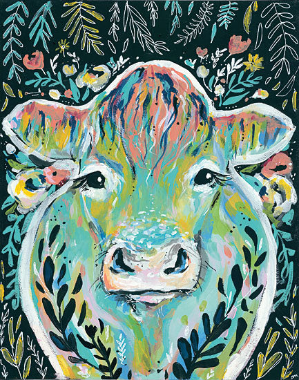 Jessica Mingo JM211 - JM211 - Penelope - 12x16 Cow, Flowers, Chalkboard, Rainbow Colors, Farm from Penny Lane
