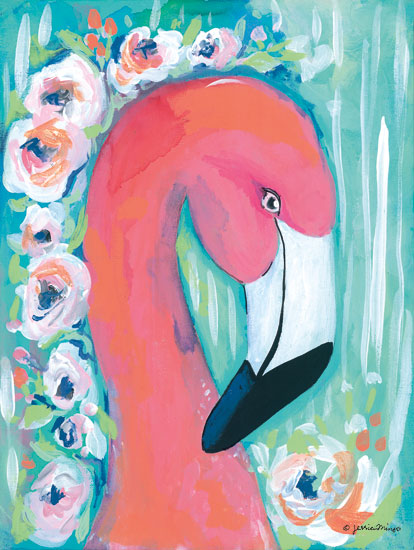 Jessica Mingo JM214 - JM214 - Summer Sun I - 12x16 Flamingo, Abstract, Tropical, Coastal, Flowers from Penny Lane