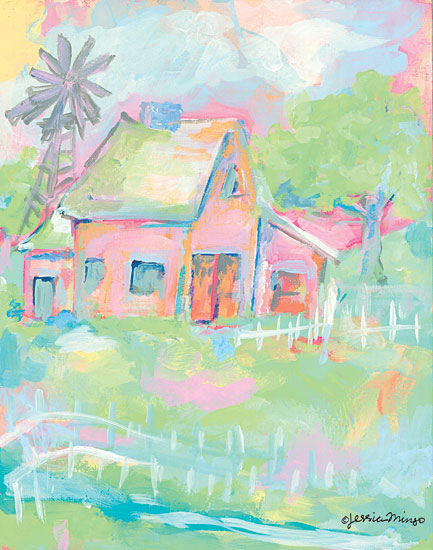 Jessica Mingo JM223 - JM223 - Sherbet House - 12x16 Cottage, House, Pastels, Abstract, Homestead from Penny Lane