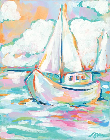 Jessica Mingo JM249 - JM249 - Pink Sea - 12x16 Sailboat, Coastal, Abstract, Modern from Penny Lane