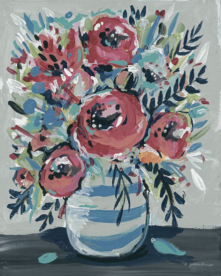 Jessica Mingo JM273 - JM273 - Sophia's Flowers - 12x16 Abstract, Floral, Red Flowers, Vase, Contemporary from Penny Lane