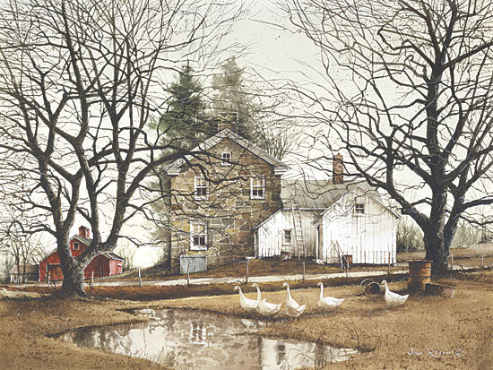 John Rossini JR167 - Cold Swim - Stone House, Geese, Trees from Penny Lane Publishing
