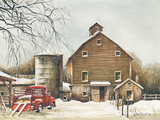 John Rossini JR361 - Clearing Out - 16x12 Farm, Barn, Winter, Snow, Truck from Penny Lane