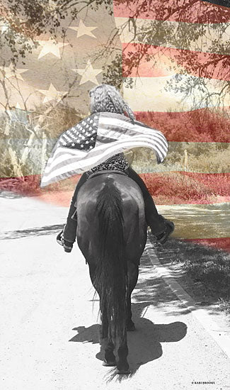 Kari Brooks KARI132 - KARI132 - Kayla's Flag - 12x18 Nostalgia, America, Patriotic, Portrait, Horse, American Flag from Penny Lane