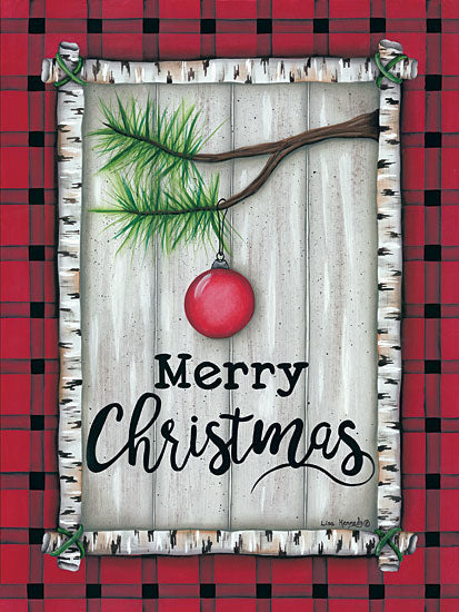 Lisa Kennedy KEN1037 - Red Christmas Plaid - 12x16 Holiday, Plaid, Ornament, Tree Branch, Birch Tree from Penny Lane
