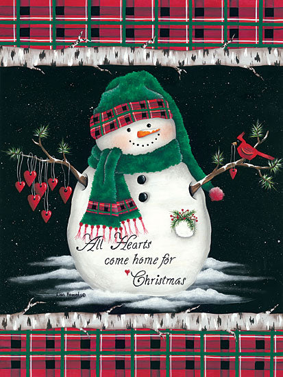 Lisa Kennedy KEN1040 - Hearts Home for Christmas - 12x16 Snowman, Plaid, Hearts, All Hearts, Holidays, Winter, Chalkboard from Penny Lane