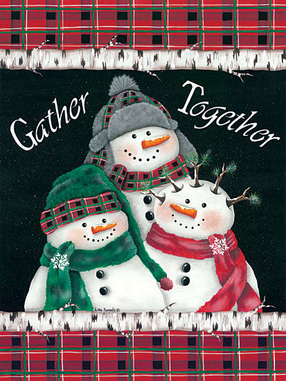 Lisa Kennedy KEN1041 - Gather Together - 12x16 Snowmen, Plaid, Holidays, Winter, Chalkboard, Gather Together, Friends from Penny Lane