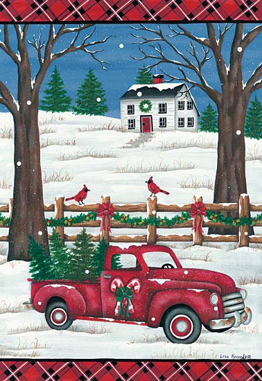 Lisa Kennedy KEN1066 - KEN1066 - Candy Cane Truck - 12x18 Holidays, Truck, Red Truck, Winter, Snow, Candy Canes, Christmas Tree from Penny Lane