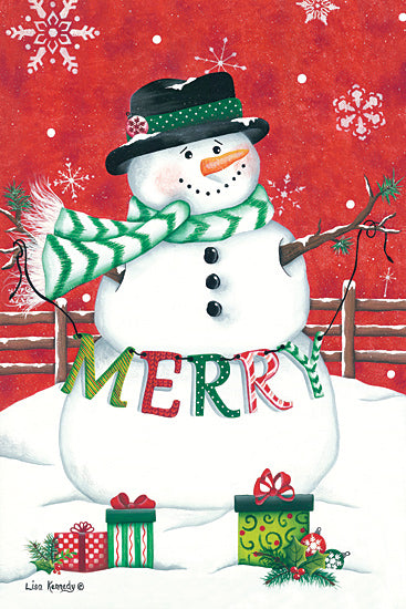 Lisa Kennedy KEN1078 - KEN1078 - Hope Snowman - 12x18 Snowman, Christmas, Presents, Snowflakes from Penny Lane