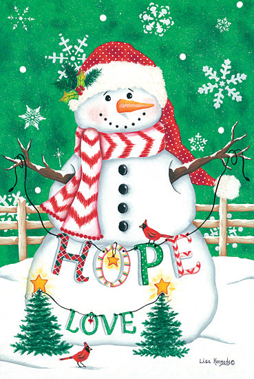 Lisa Kennedy KEN1079 - KEN1079 - Merry Snowman - 12x18 Snowman, Christmas, Trees, Bird, Fence from Penny Lane