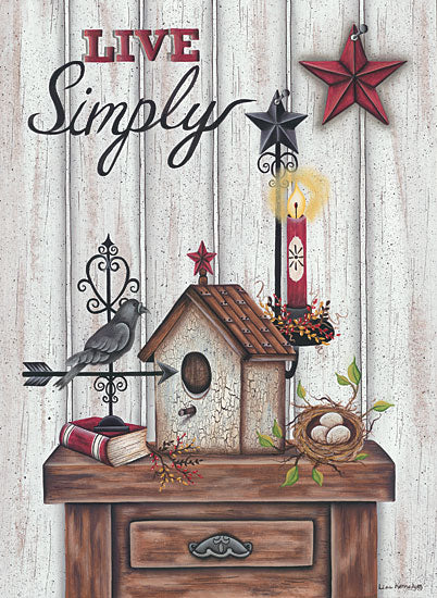 Lisa Kennedy KEN973 - Live Simply Live Simply, Birdhouse, Barn Stars, Candle, Bird's Nest from Penny Lane