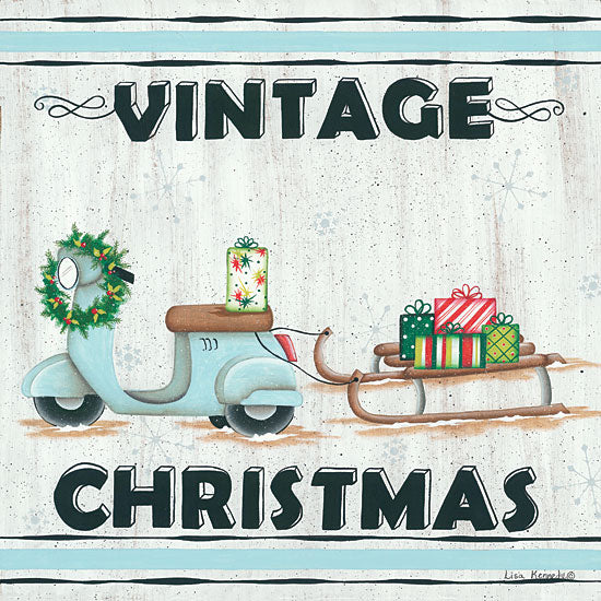 Lisa Kennedy KEN983 - Vintage Christmas Vintage, Scooter, Christmas, Holiday, Snow, Sled, Presents from Penny Lane