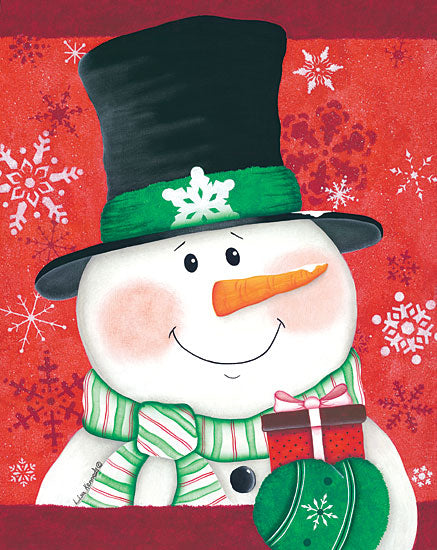 Lisa Kennedy KEN996 - Snowman with Gift Snowman, Presents, Gifts, Top Hat, Snowflakes from Penny Lane