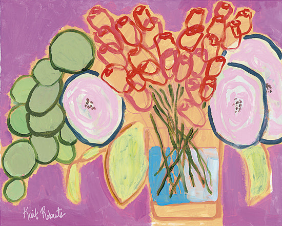 Kait Roberts KR109 - Flowers for Maude I - Flowers, Pink, Green, Vase, Modern, Abstract from Penny Lane Publishing