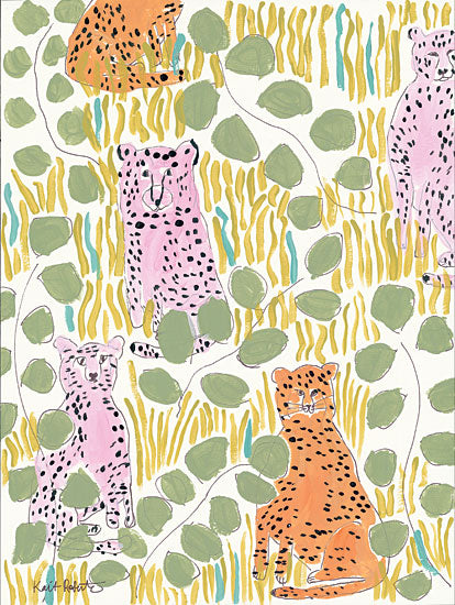 Kait Roberts KR140 - Hello Cheetah - Pink & Orange Cheetah, Pink, Orange, Greenery, Abstract from Penny Lane
