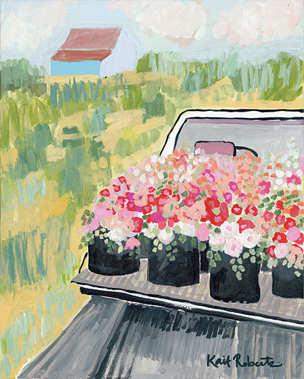 Kait Roberts KR225 - KR225 - The Fun Begins Where the Pavement Ends   - 12x16 Flowers, Truck, Truck Bed, Abstract from Penny Lane