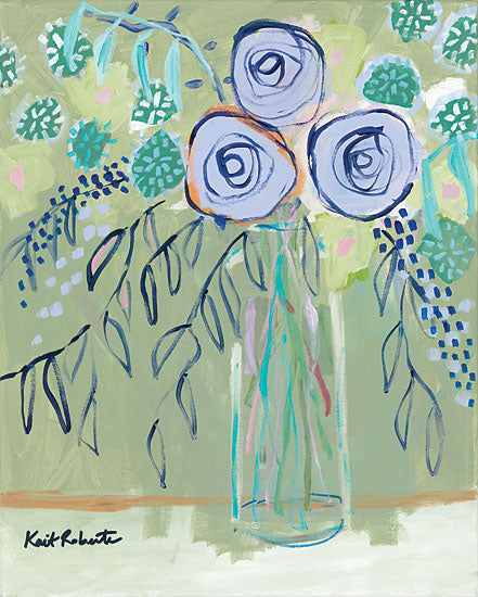 Kait Roberts KR238 - KR238 - The Flower Lady   - 12x16 Abstract, Flowers, Blue Flowers, Vase, Contemporary, Bouquet from Penny Lane