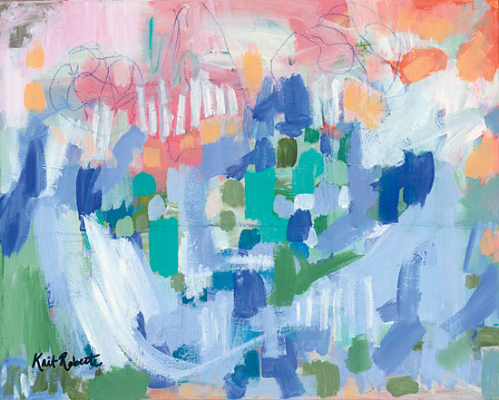 Kait Roberts KR253 - A Bushel and a Peck Abstract, Blue, Green, Orange from Penny Lane