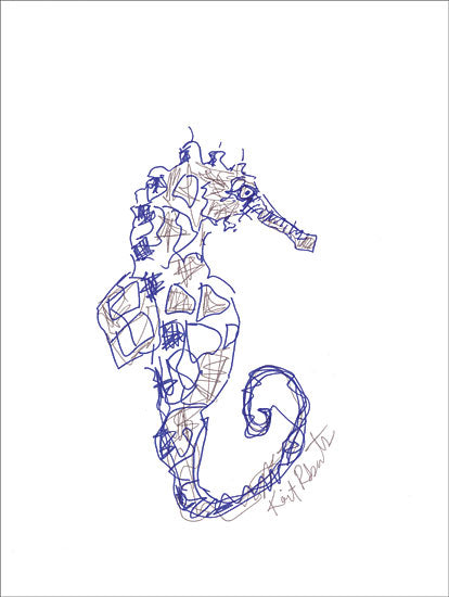 Kait Roberts KR269 - S is for Seahorse - 12x16 Seahorse, Nautical, Drawing from Penny Lane
