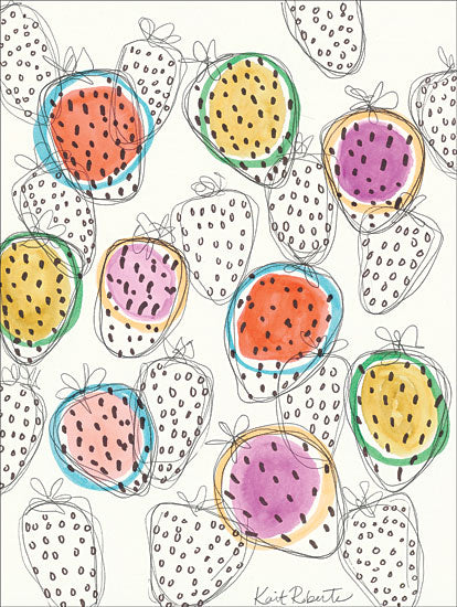 Kait Roberts KR287 - Dizzy for Strawberry - 12x16 Strawberries, Fruit, Abstract, Kitchen from Penny Lane