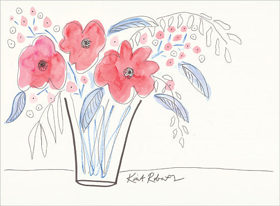 Kait Roberts KR296 - July Blooms - 16x12 Abstract, Flowers, Vase, Contemporary, Patriotic from Penny Lane