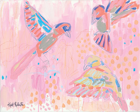 Kait Roberts KR325 - Summer's Last Breath - 16x12 Abstract, Birds, Rainbow Colors from Penny Lane