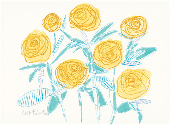 Kait Roberts KR329 - A Rose Lives Here - 16x12 Abstract, Flowers, Yellow Flowers, Roses from Penny Lane