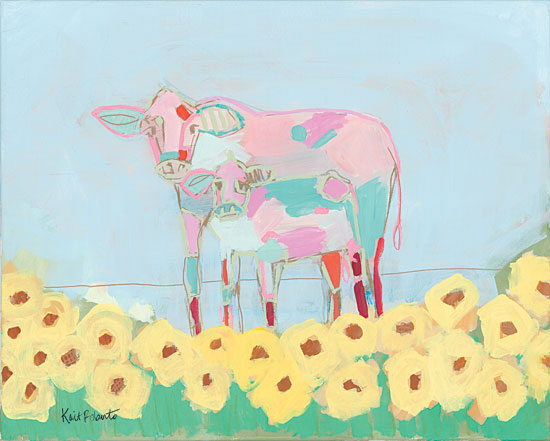 Kait Roberts KR342 - Rory and Teal - 16x12 Cows, Mother and Child, Meadow, Flowers, Abstract from Penny Lane