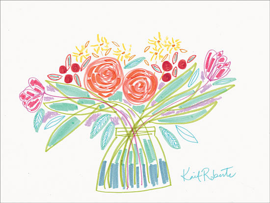 Kait Roberts KR429 - KR429 - February Bouquet - 16x12 Flowers, Bouquet, Vase, Abstract, Botanical from Penny Lane