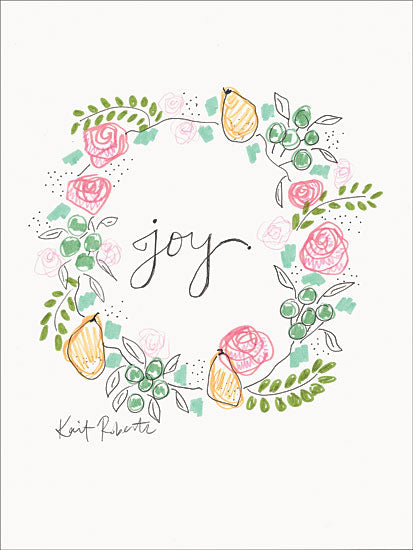 Kait Roberts KR436 - KR436 - Joy - 12x16 Abstract, Joy, Holidays, Wreath, Flowers, Fruit from Penny Lane