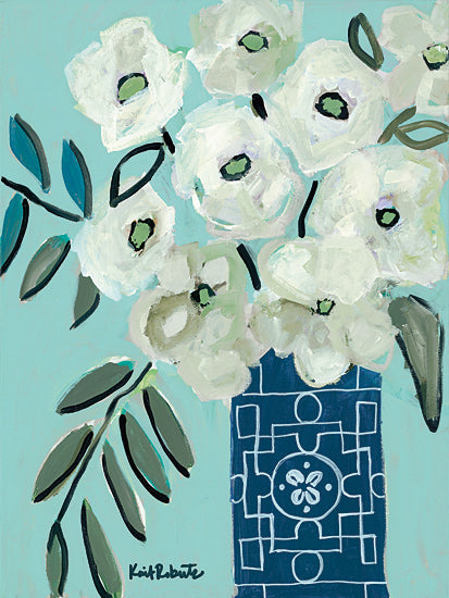 Kait Roberts KR491 - KR491 - White Flowers for Patricia - 12x16 Abstract, Flowers, White Flowers, Blue Vase, Contemporary, Bouquet from Penny Lane