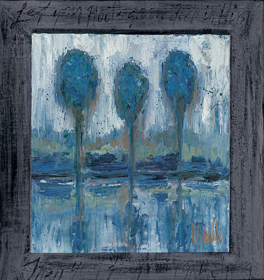 Kate Sherrill KS107 - Let Your Roots Grow Deep - 12x12 Abstract, Tree, Framed Border, Blue from Penny Lane