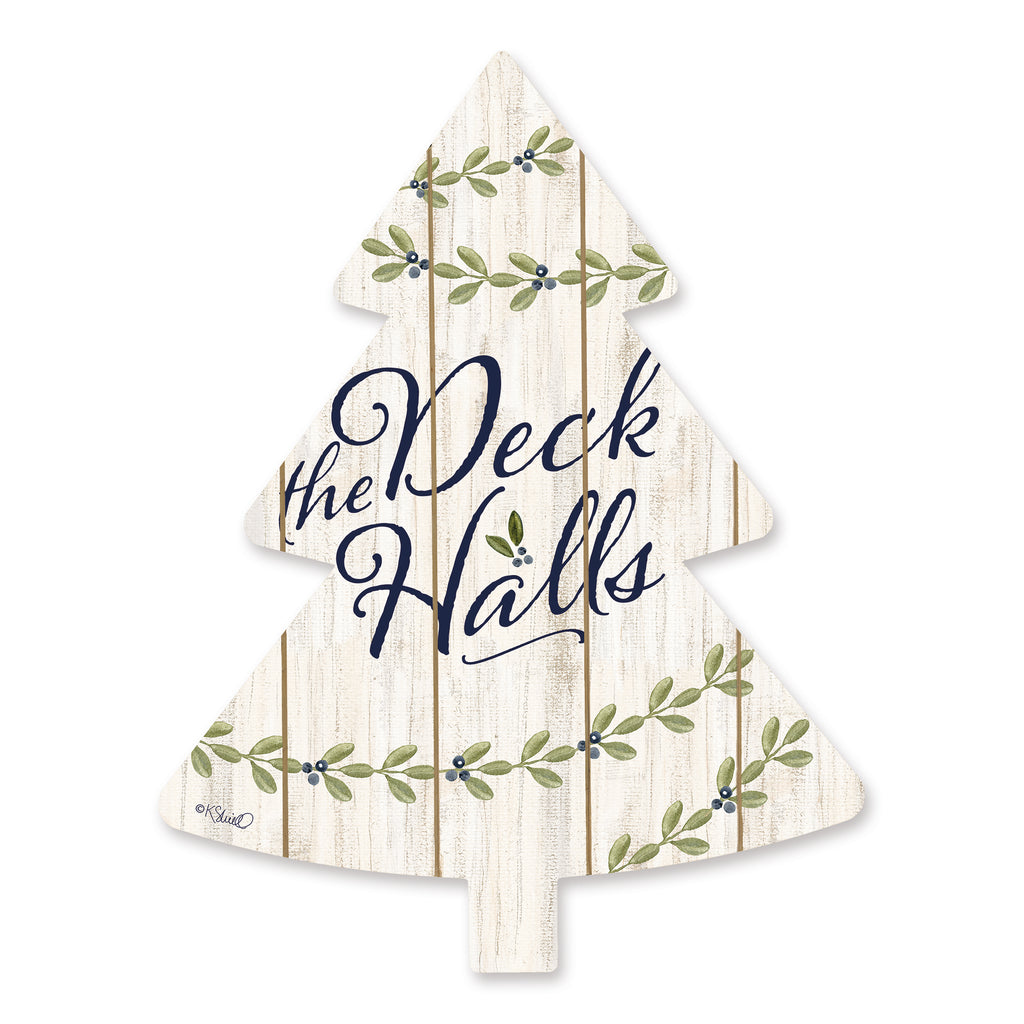 Kate Sherrill KS143TREE - KS143TREE - Deck the Halls - 14x18 Signs, Wood Planks, Typography, Deck the Halls, Songs, Holly from Penny Lane
