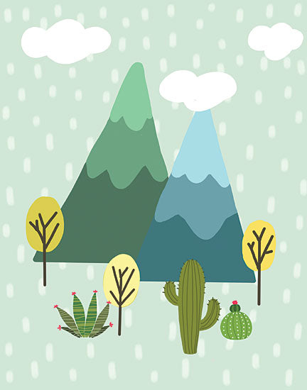Lisa Larson LAR379 - Mountain Setting - 12x16 Mountains, Trees, Kids Art, Triptych from Penny Lane