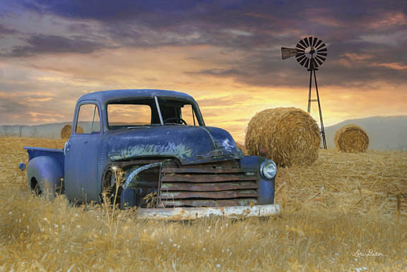 Lori Deiter LD1171 - Old Chevy with Windmill - Chevrolet, Truck, Haystacks, Windmill, Farm from Penny Lane Publishing