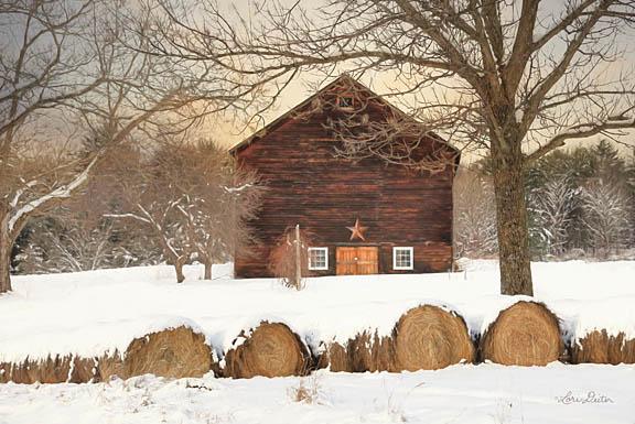 Lori Deiter LD1180 - Snowy Vermont Barn - Barn, Hay, Snow, Field from Penny Lane Publishing
