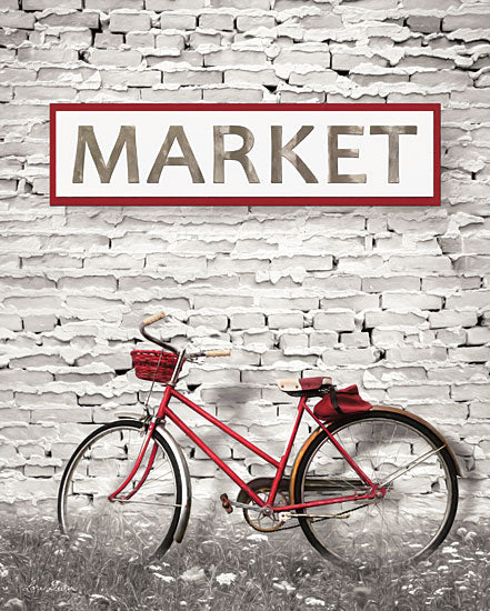 Lori Deiter LD1270 - At the Market Market, Black & White, Red, Bike, Bicycle, Peeling Paint from Penny Lane