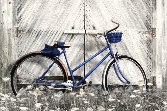Lori Deiter LD1376 - Blue Bike at Barn  Bicycle, Barn Door, Antique, Bike, Wildflowers from Penny Lane