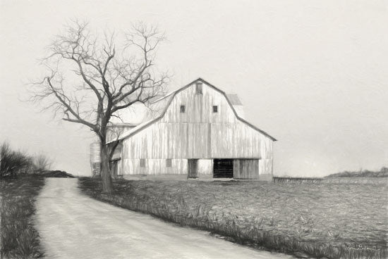 Lori Deiter LD1409 - Ohio Fields III Barn, Farm, Silo, Road, Black & White, Ohio from Penny Lane
