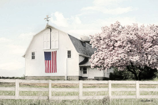 Lori Deiter LD1415 - Brownsville Patriot Barn, Farm, Flowering Tree, American Flag from Penny Lane