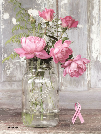 Lori Deiter LD1443 - Pink Roses for Breast Cancer Awareness Ball Jar, Jar, Flowers, Pink Roses, Breast Cancer Awareness from Penny Lane
