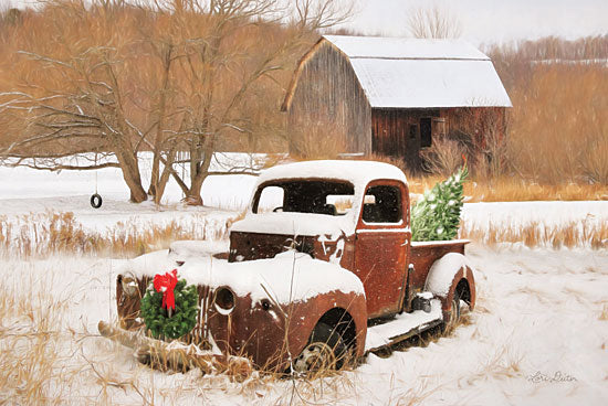 Lori Deiter LD1515 - Christmas Lawn Ornament - 18x12 Truck, Rusty, Snow, Holidays, Field, Farm, Barn from Penny Lane